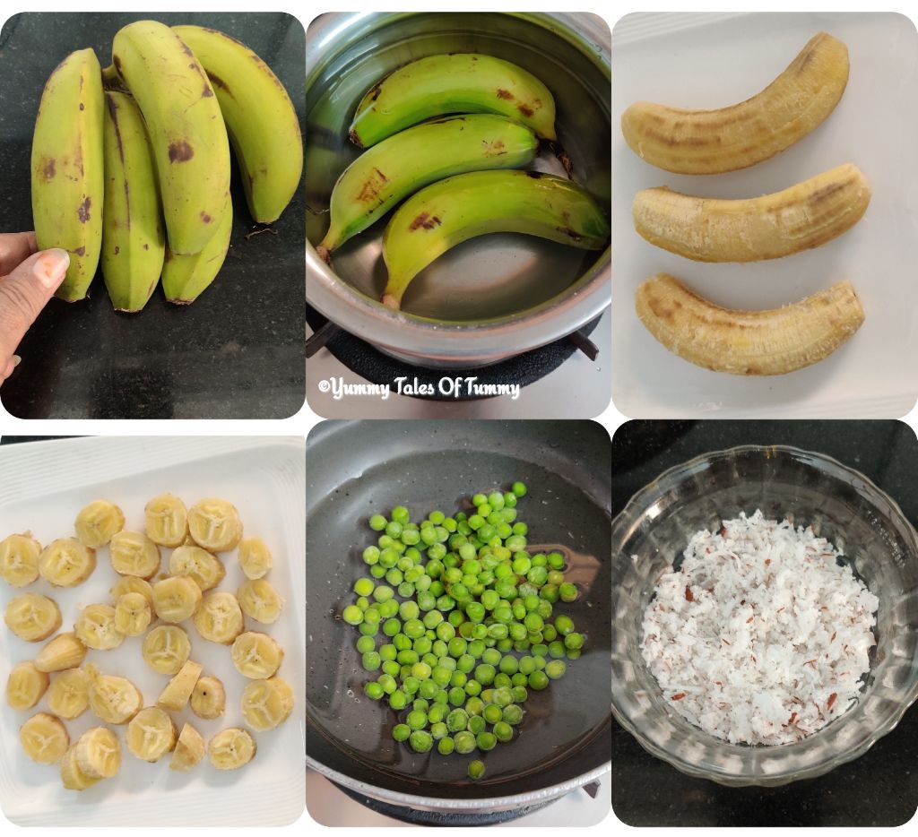 Kachha Kela Matar Ki Sabzi Raw Banana Green Peas Stir Fry Yummy