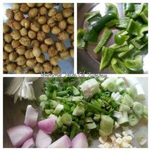 Collage showing making pice of Kabuli Chana Salt Pepper