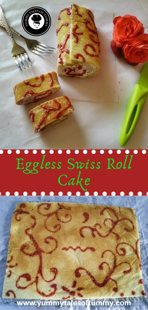 Swiss Roll Cake | Eggless swiss roll cake