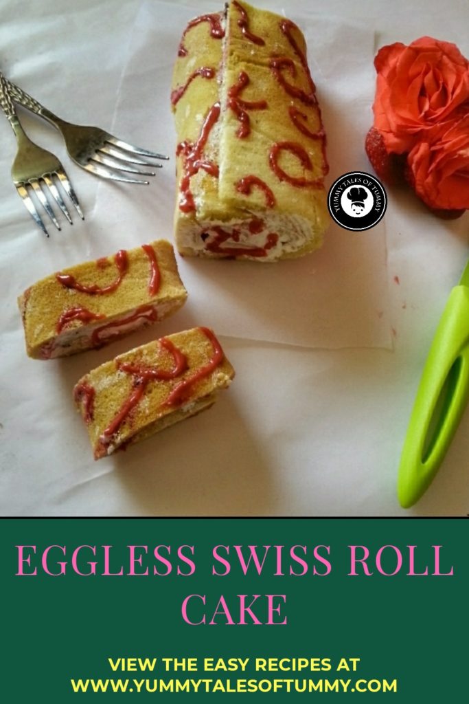 Swiss Roll Cake | Eggless swiss roll cake