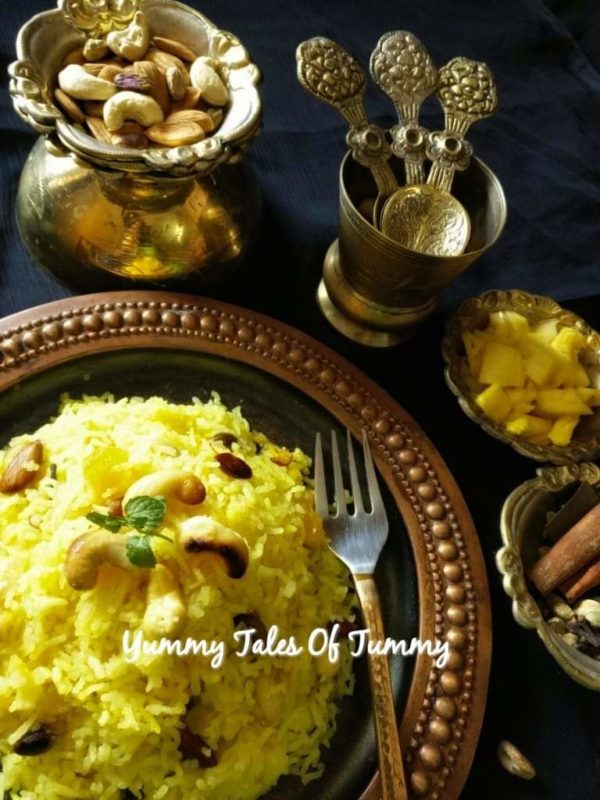 Pineapple Zarda recipe Sweetened Rice Yummy Tales Of Tummy