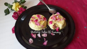 Yogurt mousse with Gulkand and rose petal honey