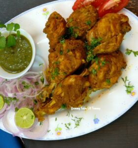 Zero oil Chicken Tangdi in pressure cooker top view