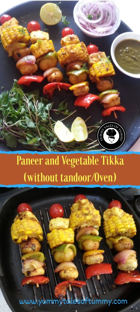 Paneer and Vegetable Tikka(without tandoor)