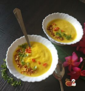 Mango Chilli Cold Soup | Mango Dessert top view shot