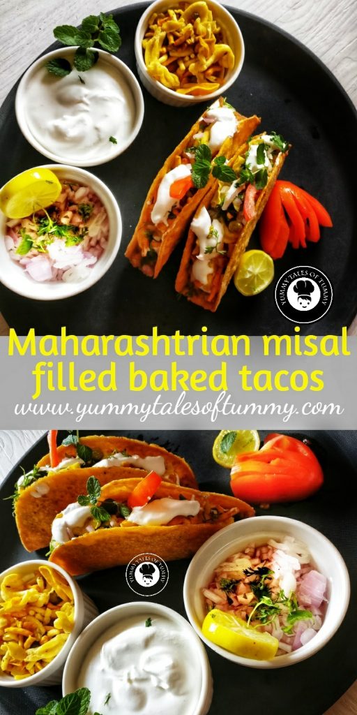 Misal Tacos | Maharashtrian Misal baked tacos