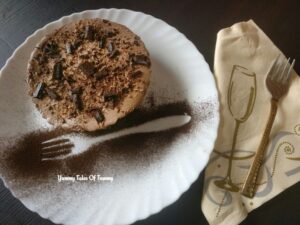 Coconut crust coffee mousse pie top view shot 