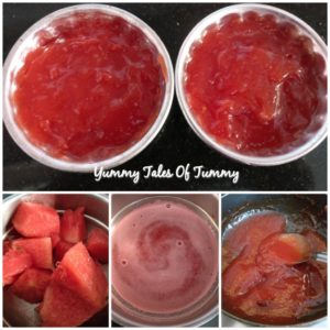 Collage showing prep pics to make Watermelon jelly | Homemade Watermelon jelly