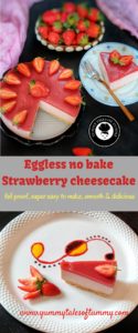 Eggless no bake Strawberry cheesecake