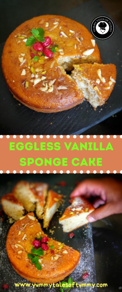 Eggless Vanilla sponge cake