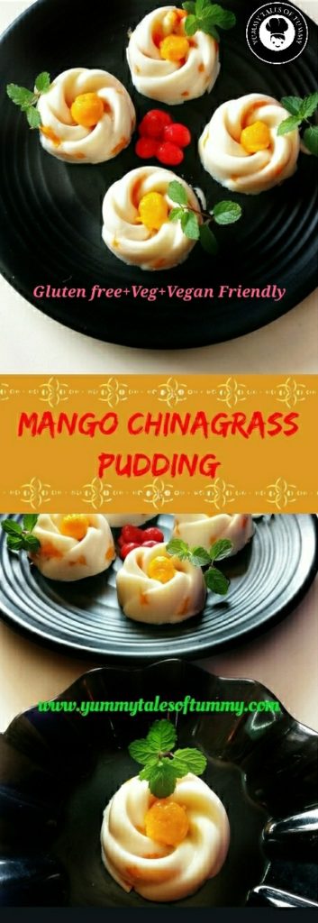 Mango China grass Pudding