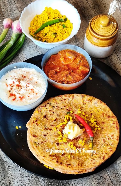 You are currently viewing Moong Dal Paratha | Yellow mung dal stuffed Paratha