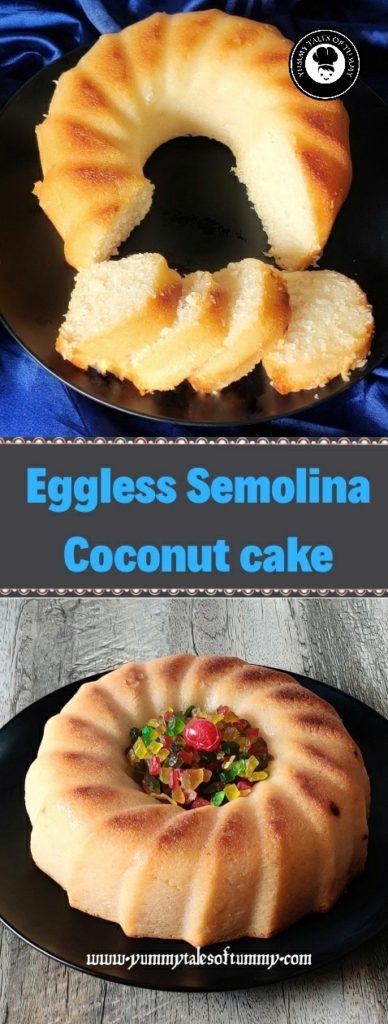 Eggless Semolina Coconut cake 