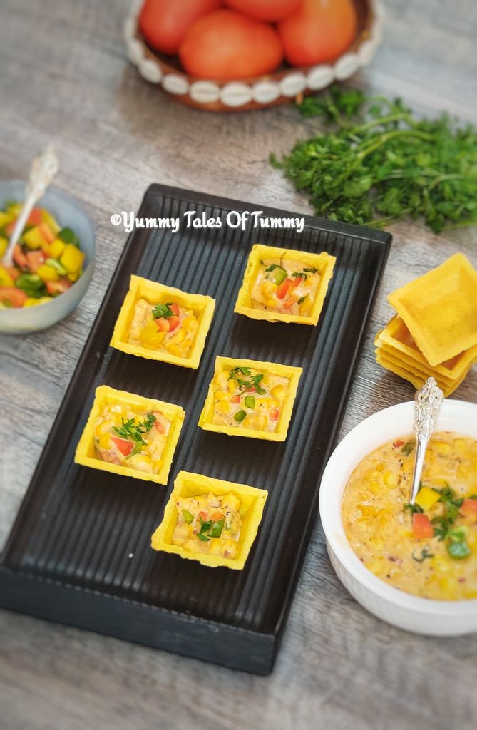 Cheese corn Canapes | White sauce vegetable Canapes - Yummy Tales Of Tummy