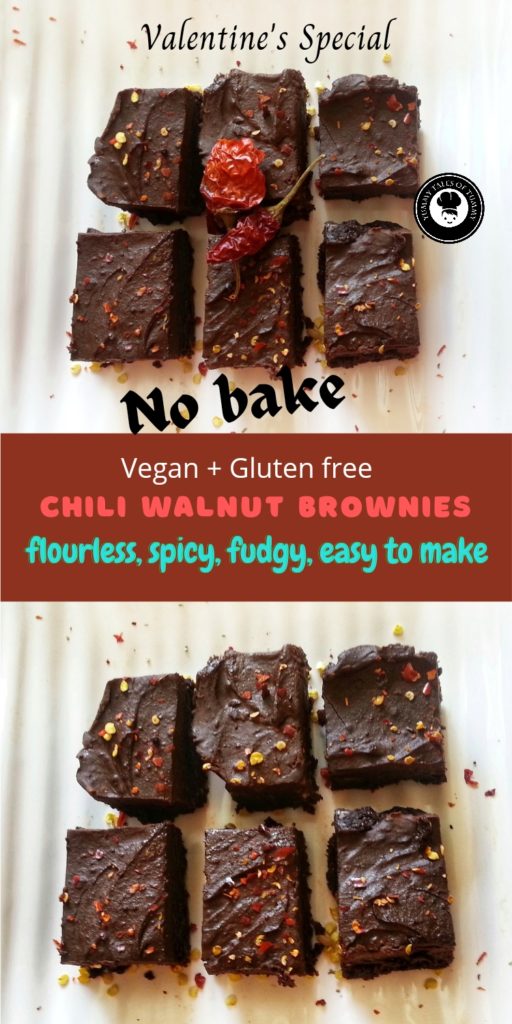 No bake chili walnut brownies | Chili Brownies