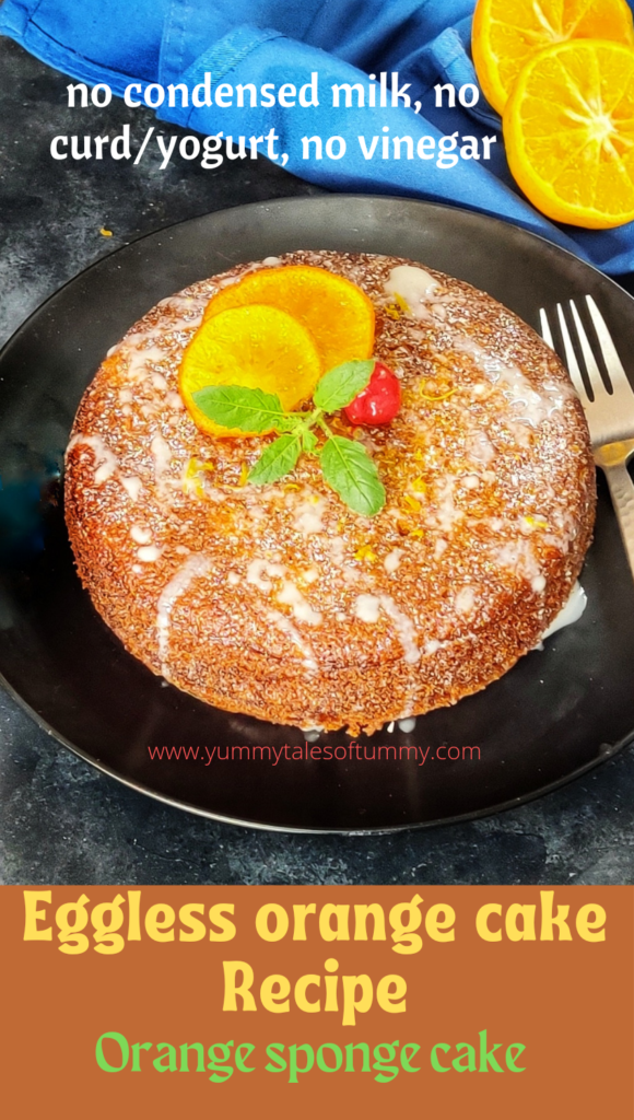 Eggless orange cake recipe