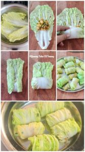 collage for how to roll Chinese cabbage rolls