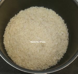 Raw rice in a pan