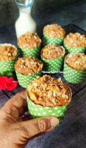 Eggless Whole Wheat Flour Muffins in hand