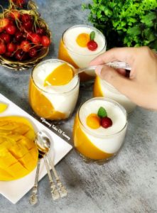 Mango Vanilla Panna cotta | Mango Pudding 