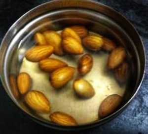 almonds soaked in water to make almond milk