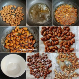 Honey coated almonds prep pics for making Anjeer Badam Ice Cream | Fig almonds Ice Cream