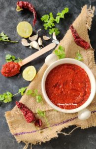 Aerial shot of How to make Vegan Thai Red Curry Paste