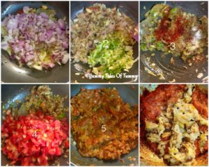 Prep pics showing making of baigan bharta