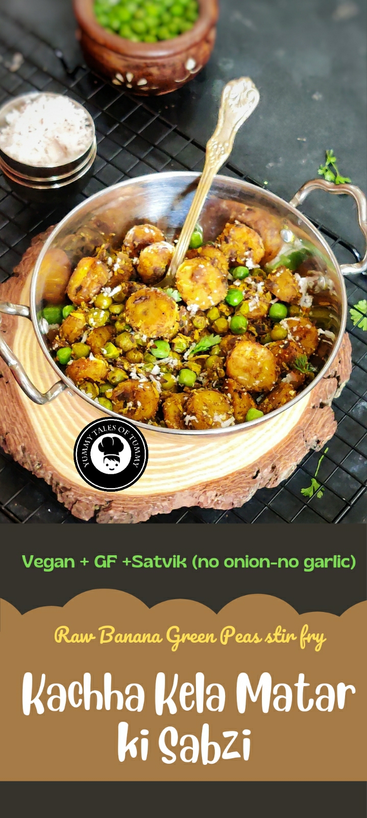 Kachha Kela Matar ki Sabzi Raw Banana Green Peas stir fry Yummy