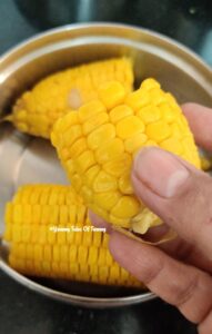 Steamed corn kept in steel bowl