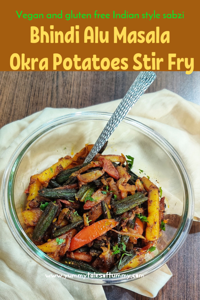 Bhindi Aloo Masala Recipe | Stir Fried Okra pin 1