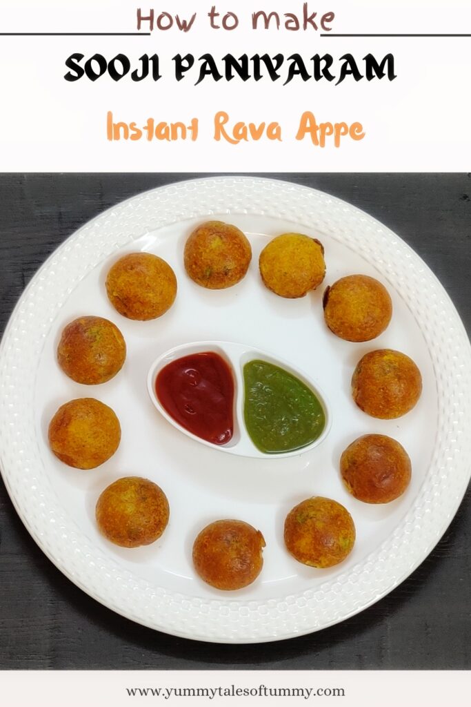 Sooji paniyaram recipe | Instant Rava Appe Recipe pin 1
