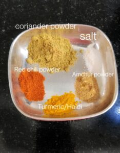 Spice mix kept in steel bowl