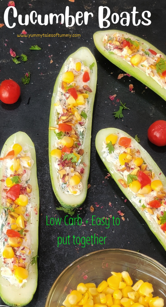 Low Carb Cucumber Boats pin 1
