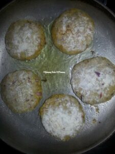 Cutlets in pan for shallow frying 