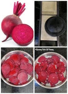 Collage showing Beetroot and sliced beet chips