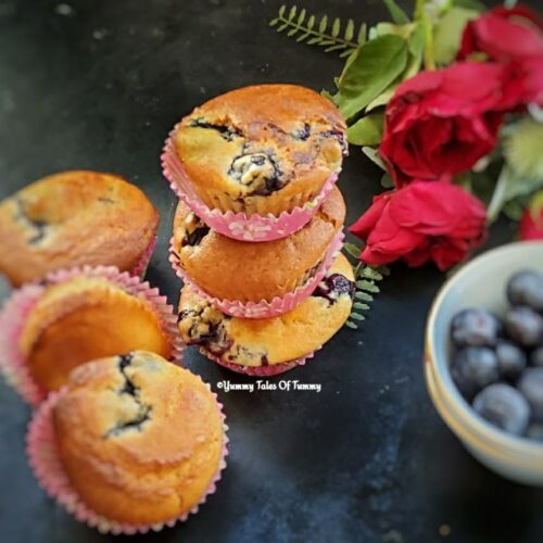 Eggless Easy Blueberry Muffins Recipe Yummy Tales Of Tummy