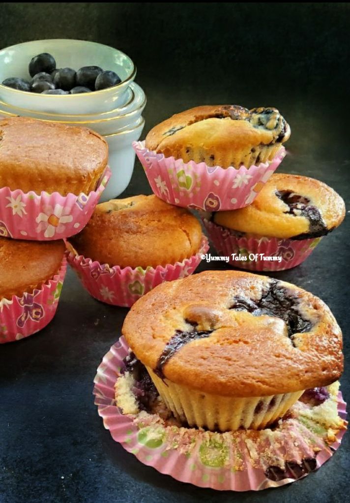 Eggless Easy Blueberry Muffins Recipe Yummy Tales Of Tummy