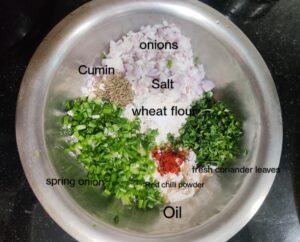 Ingredients used to make Spring Onion Paratha | Kanda Paratha | Onion Paratha