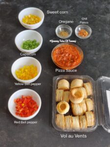 Ingredient list to make Air Fryer Pizza Vol au Vents