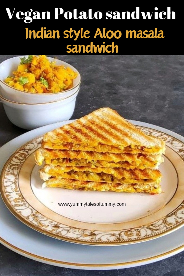Vegan potato sandwitch (Aloo masala sandwich) pin 1