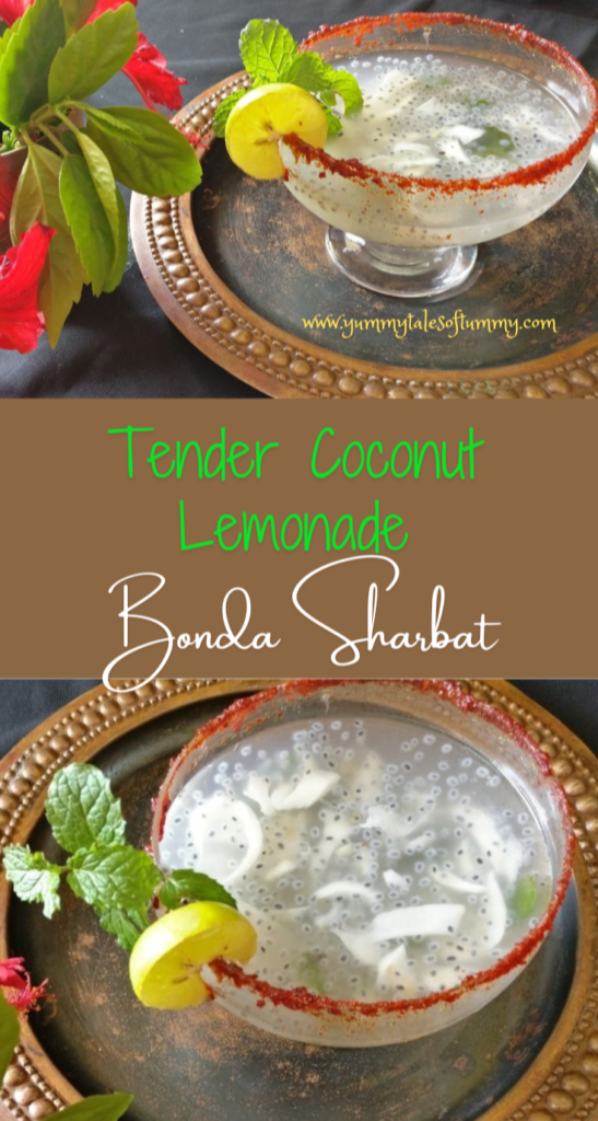 Tender Coconut Lemonade | Bonda Sharbat pin 1