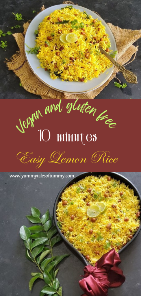 Lemon Rice Recipe (Chitranna Rice) pin 1