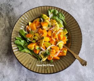 Mango avocado salad recipe top view 