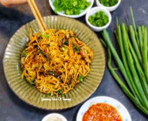 Gochujang Noodles top view shot 