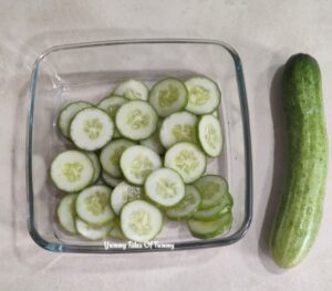 Chopped cucumbers in a a bowl 