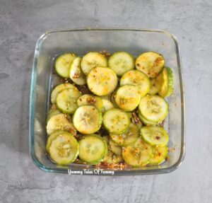 Cucumbers soaked in salad dressing 