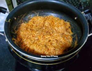 All water soaked up and ready to serve Seyun Patata | Seviyan Alu | Sweet Vermicelli with Potato