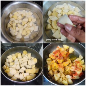 Collage showing to make potatoes 