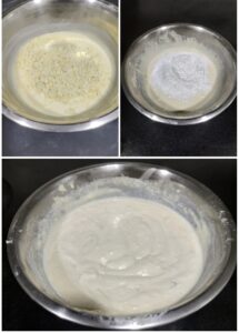 Collage showing prep pics to make Mawa cake